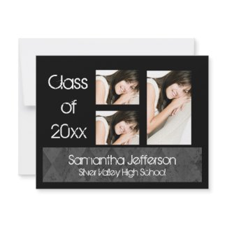 Black Argyle Graduation Announcement, 3 Photos invitation