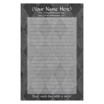 Black Argyle Personal Stationery by cutencomfy Black Argyle Personal Stationery