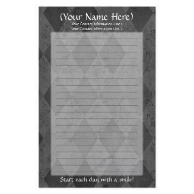 Black Argyle Personal Stationery by cutencomfy