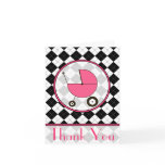 Black Argyle  / Pink Baby Carriage Thank You Card