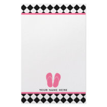 Black Argyle & Pink Flip Flops Stationery