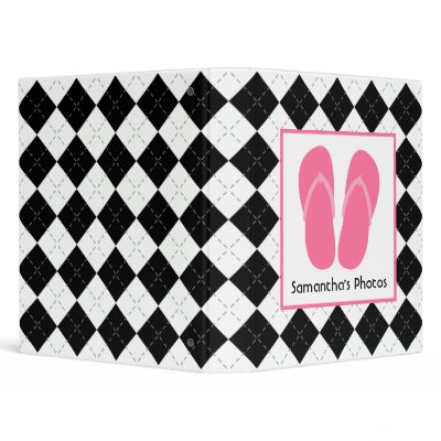 Black Argyle With Pink Flip Flops Binders by thepinkschoolhouse
