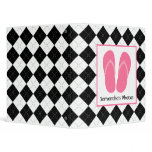 Black Argyle With Pink Flip Flops Binders