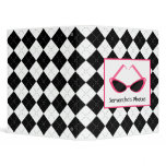 Black Argyle With Retro Pink Sunglasses Vinyl Binder