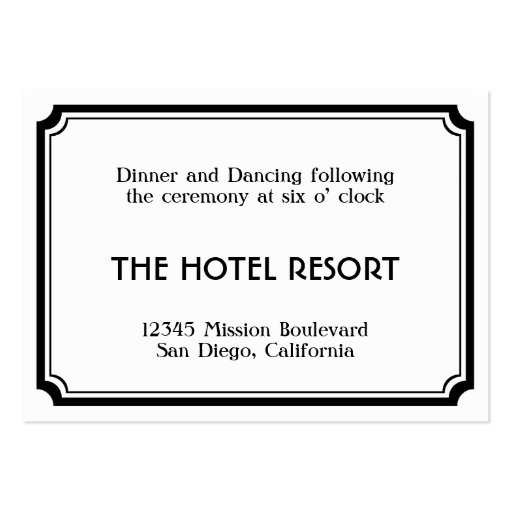 Black art deco retro wedding reception enclosure business card templates