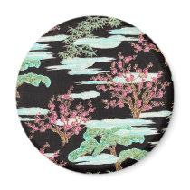Black Asian Cherry Blossom Print magnets