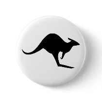 black australian kangaroo - australia pinback button