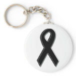 Black Awareness Ribbon Keychain
