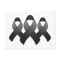 Black Awareness Ribbon Trio Postcard by jamieco Black Awareness Ribbon Trio Postcard
