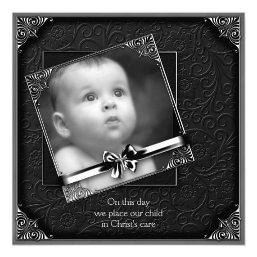 Black Baby Boy Photo Christening Personalized Announcement
