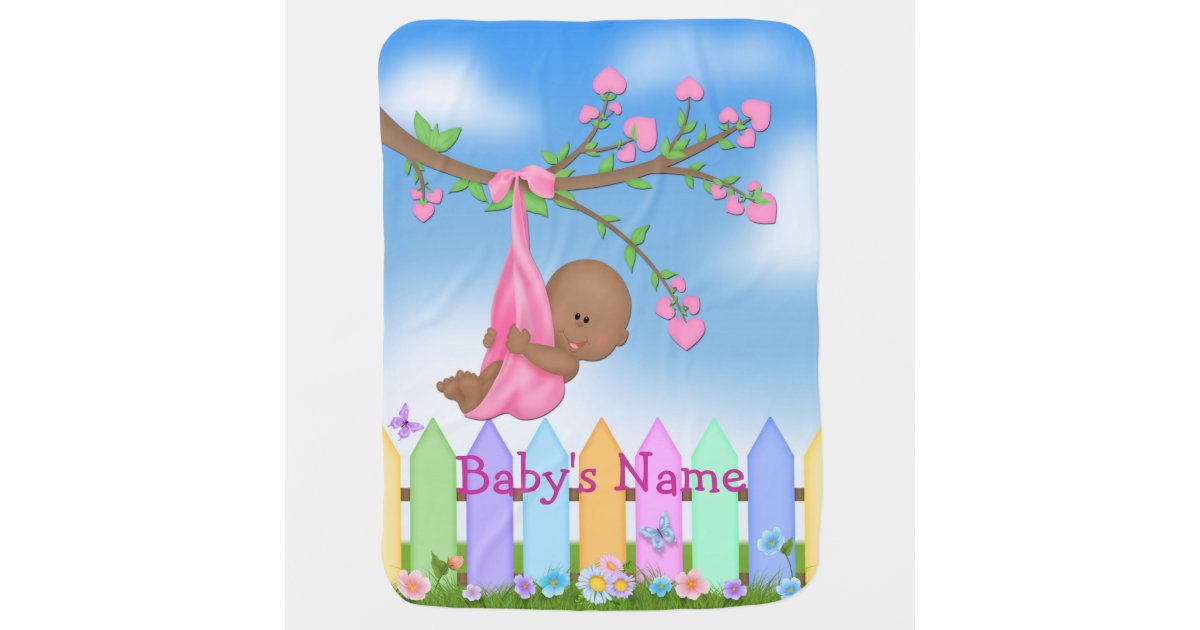 Black Baby Girl Backyard Cute Baby Blanket Zazzle