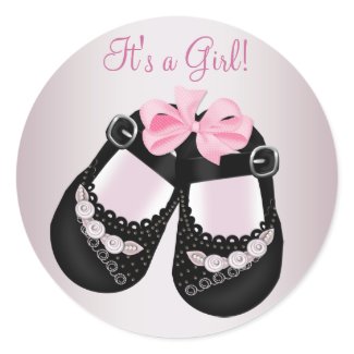 Black Baby Shoes Pink Baby Shower Stickers sticker