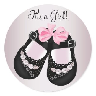 Black Baby Shoes Pink Baby Shower Stickers sticker