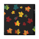 black back autumn leaves square magnet
