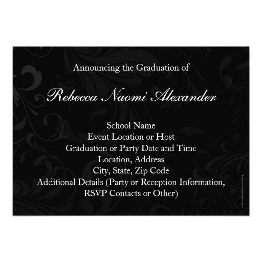 Black Background Scroll Graduation Announcement