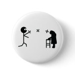 black bad ninja fighting granny pinback button