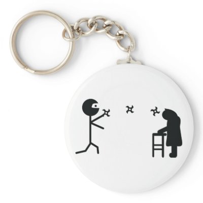 black bad ninja fighting granny key chain by Tomaniac