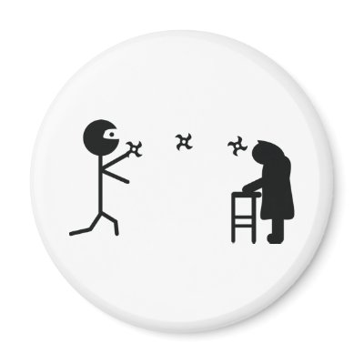 black bad ninja fighting granny fridge magnet by Tomaniac