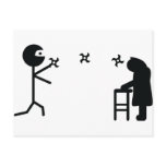 black bad ninja fighting granny post cards