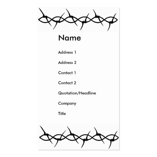 Black barbwire business cards (front side)