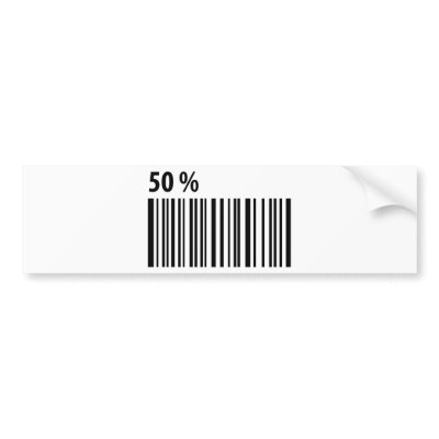 black barcode 50 per cent icon bumper sticker by TomaniacLines