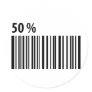 black barcode 50 per cent icon round sticker