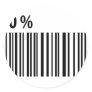 black barcode 50 per cent icon round stickers