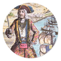 Black Bart Color Portrait Round Sticker