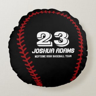 Black Baseball Games Sports Team Round Pillows Round Pillow