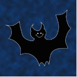 Black Bat Cartoon, in Night Sky. Cut Out