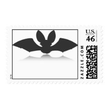 Black Bat Silhouette Postage Stamps