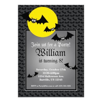 Black Bat Spooky Halloween Birthday Party Invite by PartyPrints4U 