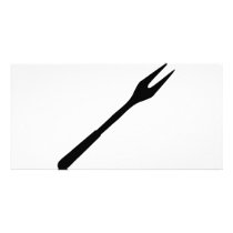 black BBQ fork icon photo cards