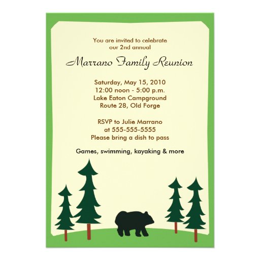 BLACK BEAR Adirondack Lodge 5x7 Party Invitation