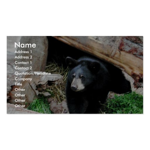 Black Bear Business Card Template (front side)