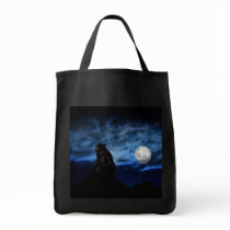 Black bear by moonlight canvas bag