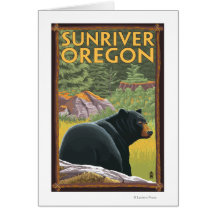 Black Bear in Forest - Sun River, Oregon Card