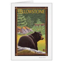 Black Bear in Forest - Yellowstone National Park Greeting Card