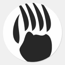 black bear paw round sticker