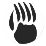 black bear paw round sticker