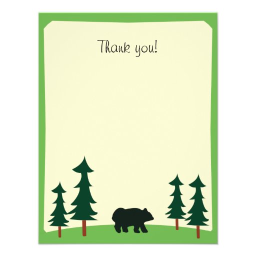 BLACK BEAR Rustic Flat Thank you note card Personalized Invites