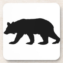 Black Bear Silhouette Beverage Coaster