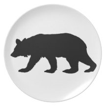 Black Bear Silhouette Party Plate