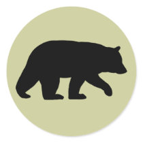 Black Bear Silhouette Round Sticker
