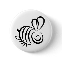 Black Bee Pinback Button