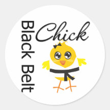 Black Belt Chick Round Stickers