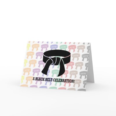 Black Belt Invitations Invites Martial Arts event Note Card