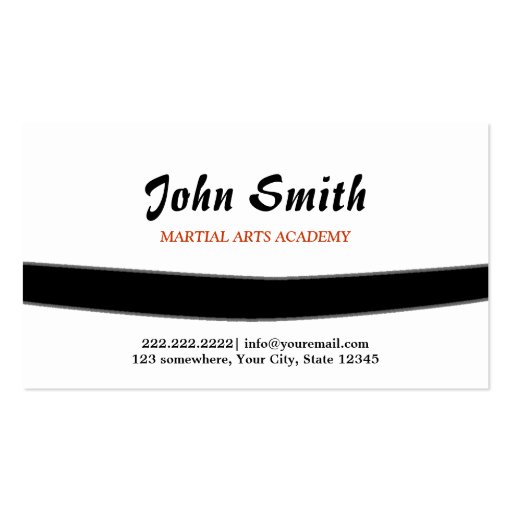 Black Belt Master Martial Arts Dojo Business Card (back side)