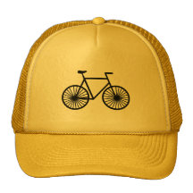 Black Bicycle; Yellow Background Hats