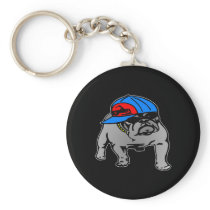 Black Biker Bulldog Keychains